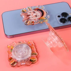 Custom Anime Acrylic Phone Grip Cute Mobile Phone Grips Holder Sticky Sublimation Magsafe PoP Sockets Phone Grip Acrylic Standee