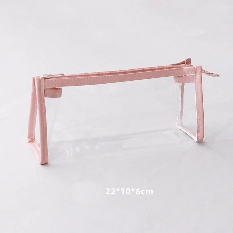 Transparent Pencil Case With Custom Logo School Plastic Clear Pencil Case With Zipper Large Capacity Pencil Case Bag