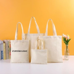 Custom Printed Tote Bag With Logo Makeup Cosmetic Cheap Women's Bags Cotton Canvas Tote Bag With Pocket And Zipper