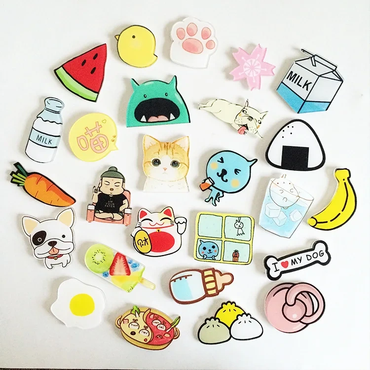 Custom Acrylic Pin Manufacturer Clear Glitter Acrylic Pin Badge CutE Cartoon Anime Kpop Custom Shape Acrylic Chain Charm