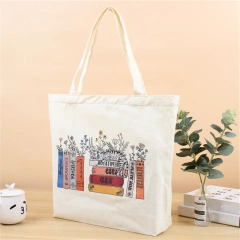 Custom Printed Tote Bag With Logo Makeup Cosmetic Cheap Women's Bags Cotton Canvas Tote Bag With Pocket And Zipper