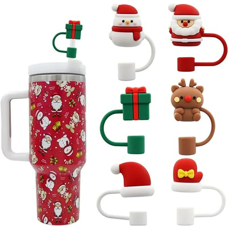 8mm 10mm Christmas Halloween Straw Toppers Wholesale Custom Straw Topper Charms Gaming Sports Football Silicone Straw Toppers