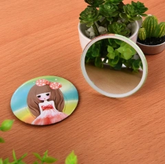 Travel Round Plastic Cute Small Mini Heart Make Up Cosmetic Pocket Vanity Mirror Makeup Custom  Logo