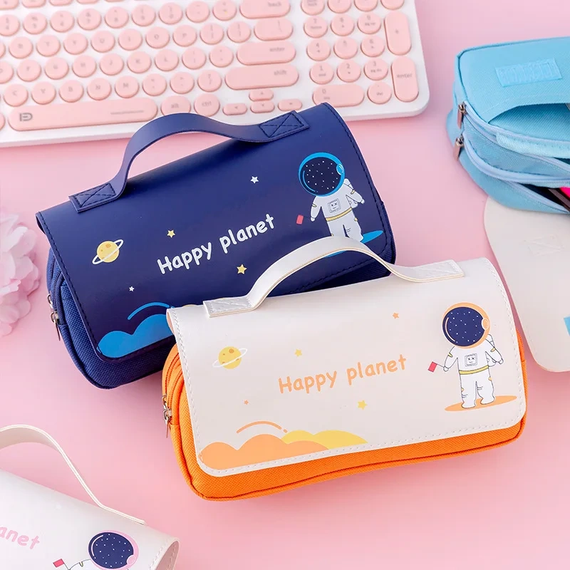 Wholesale Pencil Case Custom PU Leather New Black Pencil Bag Standing Cute Pencil Case For Girls School