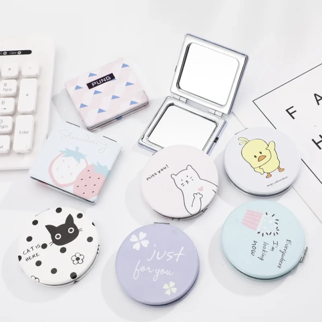 Heart Mirror Makeup With Keychain Diy Cat Cute Beautiful Silicone Custom Square Mirror Pocket