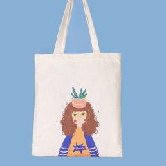 Custom Portable Blank Double Shoulder Cotton Canvas Tote Bag Bulk Manufacturer Color Printing Logo Cheap Women's Bags