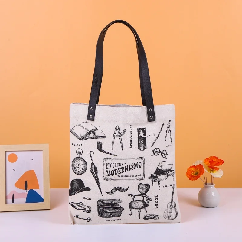 Reusable Canvas Tote Bags With Pocket and Zipper Cotton Bag for College Cotton Shopping Bag Manufacturers