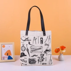 Reusable Canvas Tote Bags With Pocket and Zipper Cotton Bag for College Cotton Shopping Bag Manufacturers