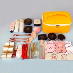 Logo Printed Custom White Bag Wholesale PU leather Cosmetic Case Makeup Bag Travel Case Luxury Cosmetic Bag for Women