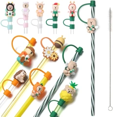 8mm 10mm Christmas Halloween Straw Toppers Wholesale Custom Straw Topper Charms Gaming Sports Football Silicone Straw Toppers