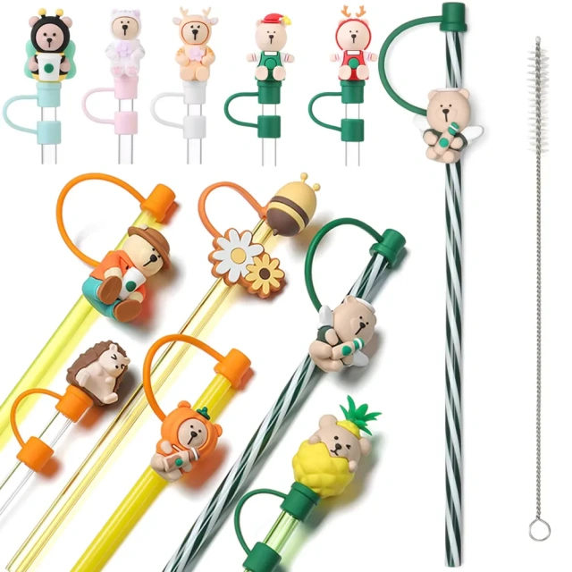 8mm 10mm Christmas Halloween Straw Toppers Wholesale Custom Straw Topper Charms Gaming Sports Football Silicone Straw Toppers