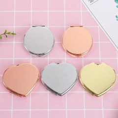 Double-sided Heart Shaped Rose Gold Metal Pocket Mirror Compact Pocket Mirror Compact Mirror Makeup Round