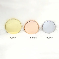 Custom Logo Make Up Smart Mirror Round Hand Vanity Compact Mirror Rose Gold Silver Makeup Mirror
