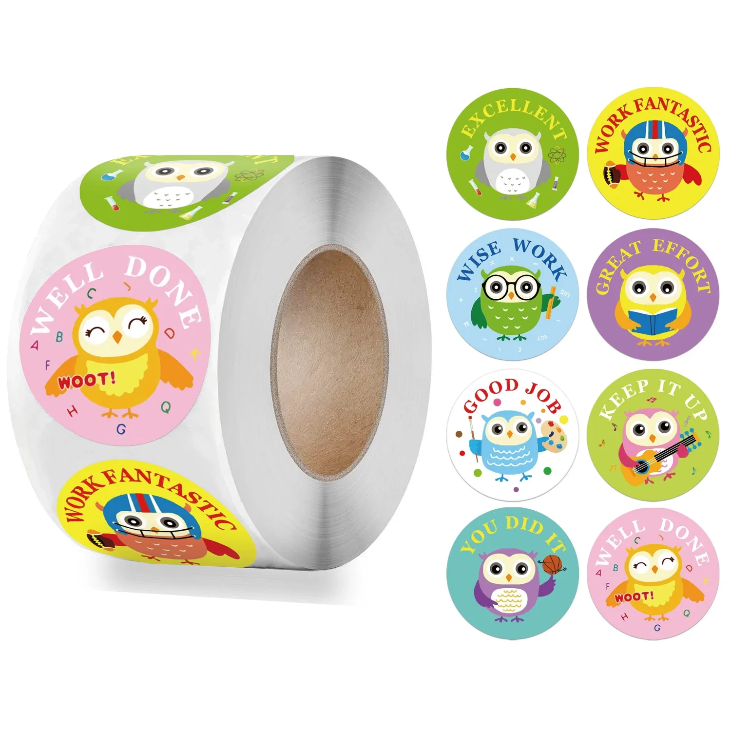 Custom Cute Cartoon Animals Sticker for Kids Labels Round Vinyl Paper School Teacher Supplies Child Reward Sticker Printing