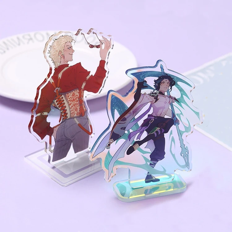 Clear Cartoon Anime Acrylic Stand Custom Spinning Kpop Photo Card Acrylic Standee Custom Acrylic Stand Holder Keyring
