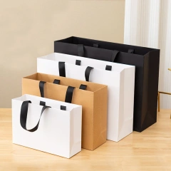 Custom Shoes Clothing Gift Bags Packaging With Logo Small Shipping Gift Bag White Black Kraft Paper Bags With Your Own Logo
