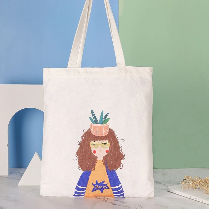 Reusable Canvas Tote Bags With Pocket and Zipper Cotton Bag for College Cotton Shopping Bag Manufacturers