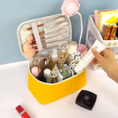 Logo Printed Custom White Bag Wholesale PU leather Cosmetic Case Makeup Bag Travel Case Luxury Cosmetic Bag for Women