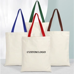 Canvas Tote Bag With Custom Printed Logo Wholesale Large Shopping Cotton Totes Bags With Zipper Pocket Cheap Women's Bags