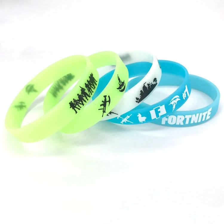 China Factory Custom Colourful Logo Brand Luminous Eco-friendly Baby Rubber Rainbow Bracelet Silicone Wristband