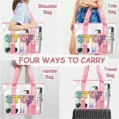 wholesale Custom Embroidery Patch logo Holographic tote bag pvc Shipping For Women stronger handle holographic PVC bag Beach Bag