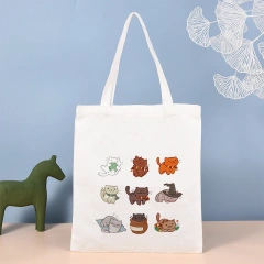 Custom Printed Tote Bag With Logo Makeup Cosmetic Cheap Women's Bags Cotton Canvas Tote Bag With Pocket And Zipper