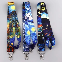 Anime Lanyards Keychain Printing Teacher Mobile Phone Lanyards With Logo Custom Polyester Lanyard With id Card Badge Holder