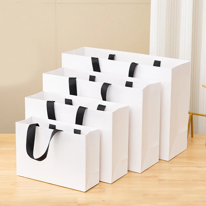 Custom Shoes Clothing Gift Bags Packaging With Logo Small Shipping Gift Bag White Black Kraft Paper Bags With Your Own Logo