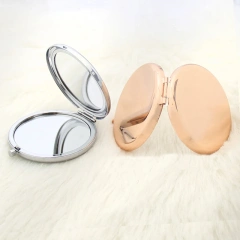 Custom Logo Make Up Smart Mirror Round Hand Vanity Compact Mirror Rose Gold Silver Makeup Mirror
