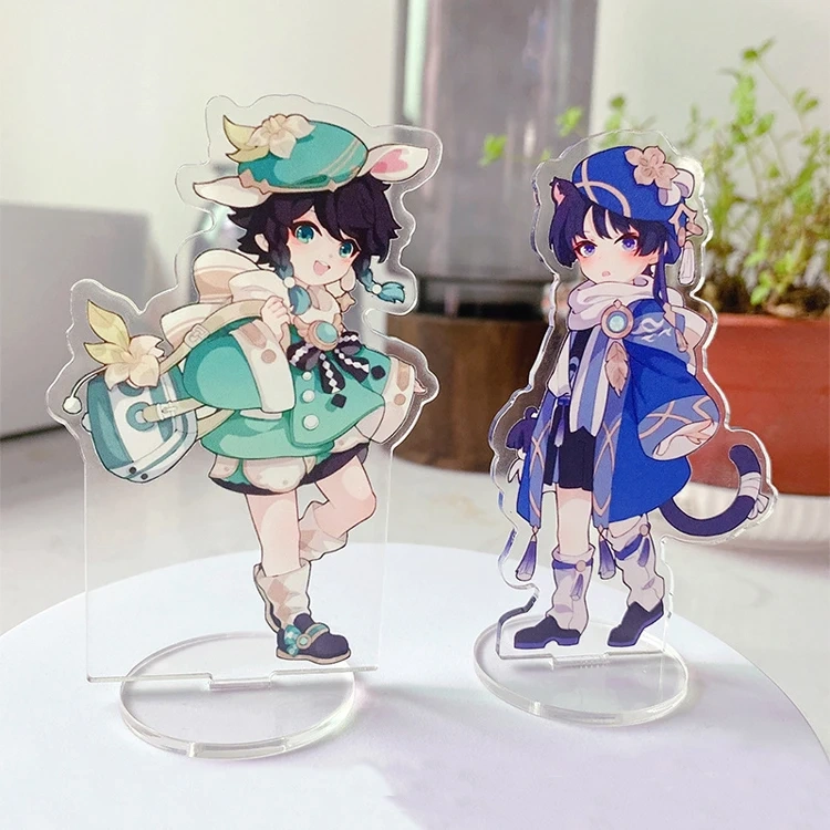 Clear Cartoon Anime Acrylic Stand Custom Spinning Kpop Photo Card Acrylic Standee Custom Acrylic Stand Holder Keyring