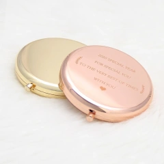 Custom Logo Make Up Smart Mirror Round Hand Vanity Compact Mirror Rose Gold Silver Makeup Mirror