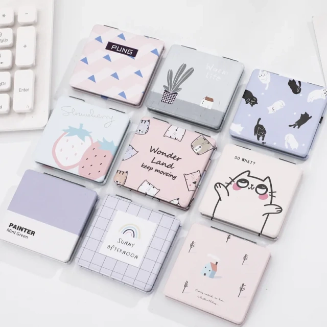 Heart Mirror Makeup With Keychain Diy Cat Cute Beautiful Silicone Custom Square Mirror Pocket