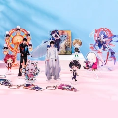 Custom Acrylic Standee Anime Magnet Phone Acrylic Stands  Keychain Cartoon Standee Acrylic Transparent Epoxy Glitter Quicksand