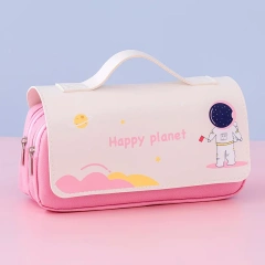 Wholesale Pencil Case Custom PU Leather New Black Pencil Bag Standing Cute Pencil Case For Girls School