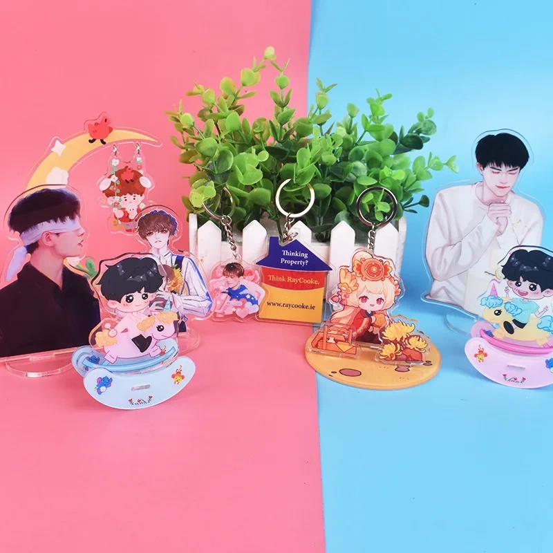 Custom Printed Acrylic Standee Cute Cartoon Quicksand Acrylic Stands Kpop Photo Card Anime Acrylic Keychain Keyring
