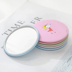 Travel Round Plastic Cute Small Mini Heart Make Up Cosmetic Pocket Vanity Mirror Makeup Custom  Logo