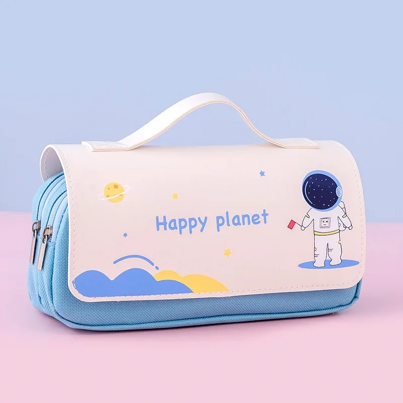 Wholesale Pencil Case Custom PU Leather New Black Pencil Bag Standing Cute Pencil Case For Girls School