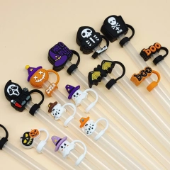 8mm 10mm Christmas Halloween Straw Toppers Wholesale Custom Straw Topper Charms Gaming Sports Football Silicone Straw Toppers