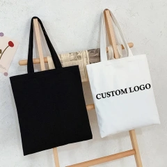 Personalized Cotton Canvas Tote Bag With Custom Printed Logo Sublimation Korean Blank Black Tote Bag Custom Tote Bag With Pocket