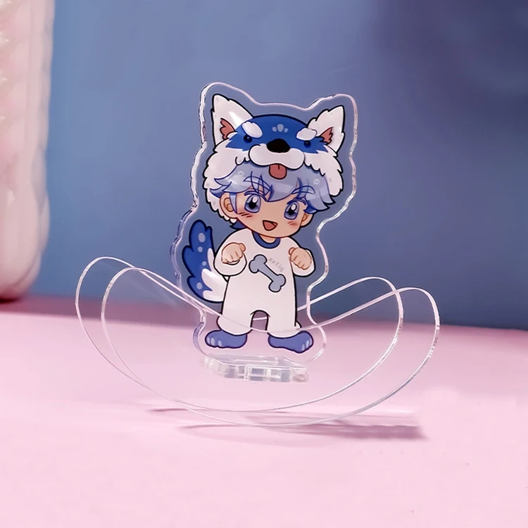 Clear Cartoon Anime Acrylic Stand Custom Spinning Kpop Photo Card Acrylic Standee Custom Acrylic Stand Holder Keyring