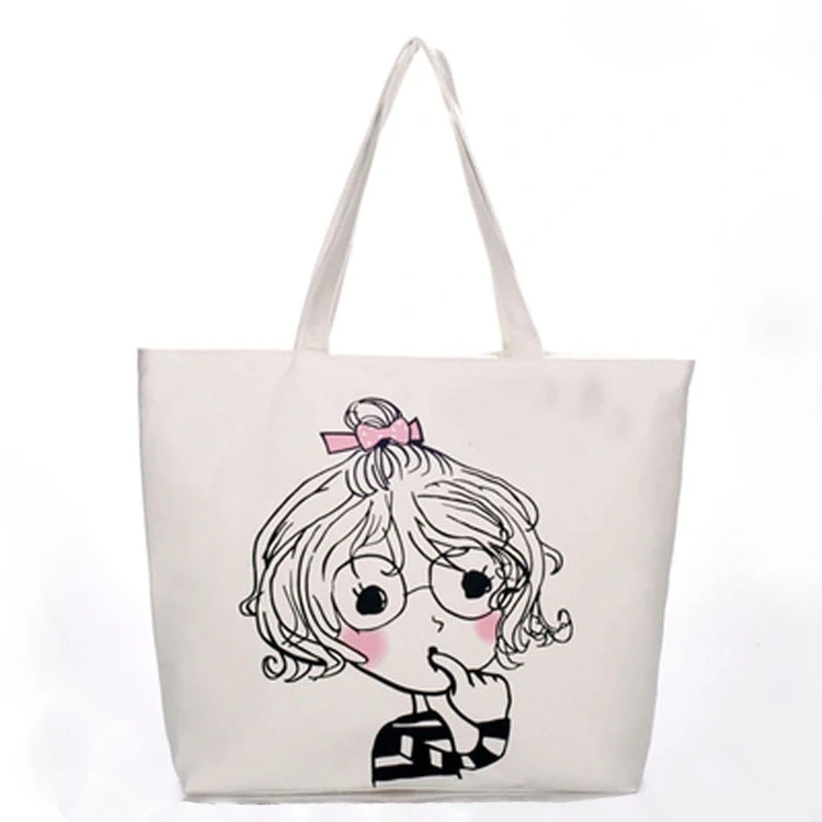 Reusable Canvas Tote Bags With Pocket and Zipper Cotton Bag for College Cotton Shopping Bag Manufacturers