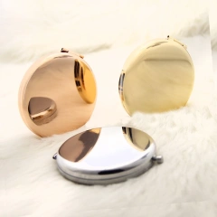 Custom Logo Make Up Smart Mirror Round Hand Vanity Compact Mirror Rose Gold Silver Makeup Mirror