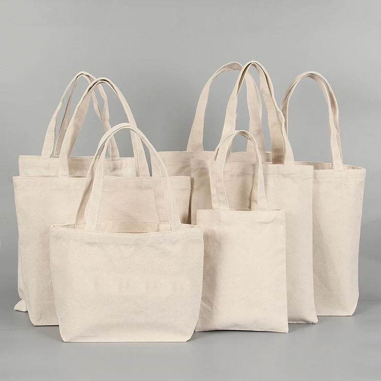 Canvas Tote Bag With Custom Printed Logo Wholesale Large Shopping Cotton Totes Bags With Zipper Pocket Cheap Women's Bags