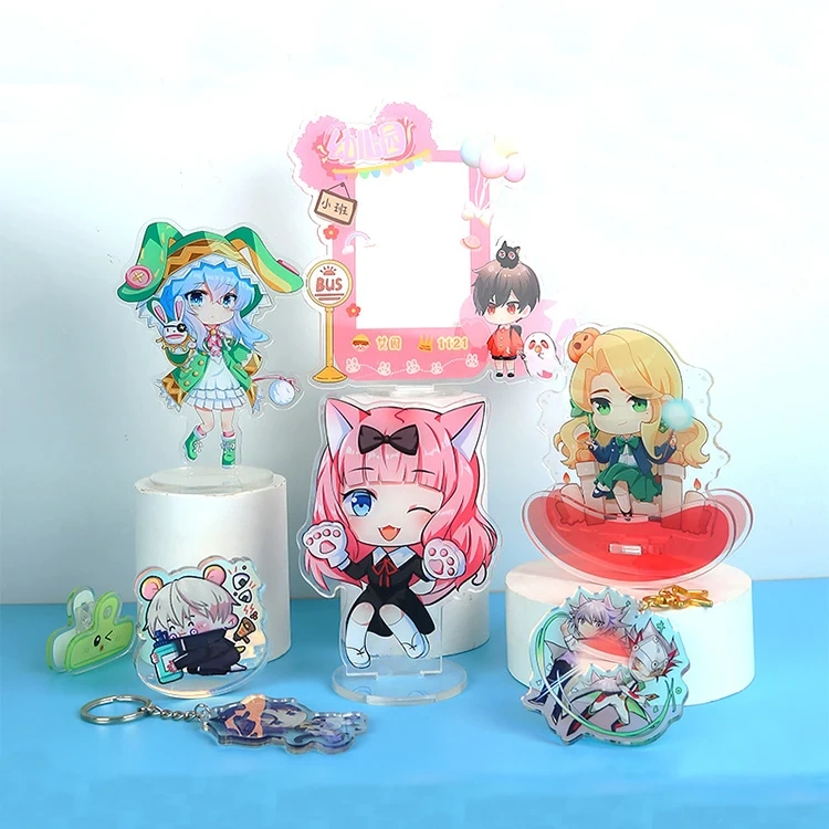 Custom Acrylic Standee Display Clear Stand Cartoon Figure Acrylic Standee Anime Plastic Key Chain Acrylic Keychain