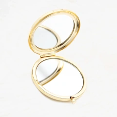 Custom Logo Make Up Smart Mirror Round Hand Vanity Compact Mirror Rose Gold Silver Makeup Mirror