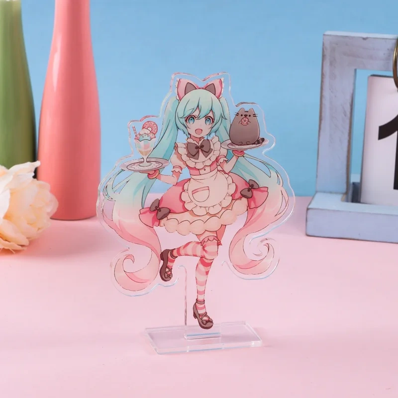 Clear Cartoon Anime Acrylic Stand Custom Spinning Kpop Photo Card Acrylic Standee Custom Acrylic Stand Holder Keyring