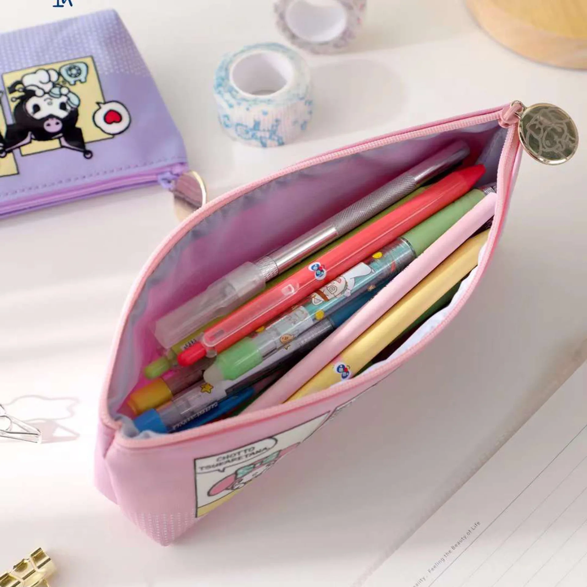 Custom Large Capacity Canvas Pen Pencil Case Bag Makeup Bag Marker Cute Kawaii Storage Pouch Stationery Bag for School Office