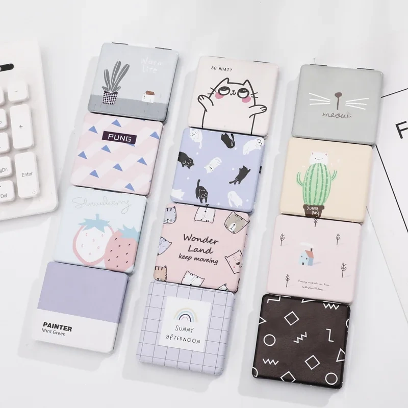 Heart Mirror Makeup With Keychain Diy Cat Cute Beautiful Silicone Custom Square Mirror Pocket