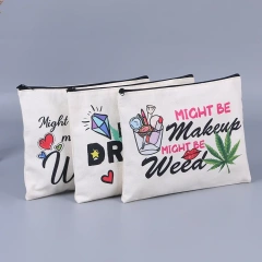 Custom Large Capacity Canvas Pen Pencil Case Bag Makeup Bag Marker Cute Kawaii Storage Pouch Stationery Bag for School Office