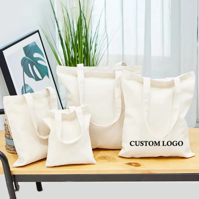 Custom Canvas Bag With Printed Logo Black Blank Small Cotton Canvas Tote Bag With Zipper High Quality Women's Canvas Bags